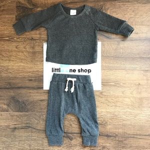 Little One Shop grey jogger suit 0-3 months